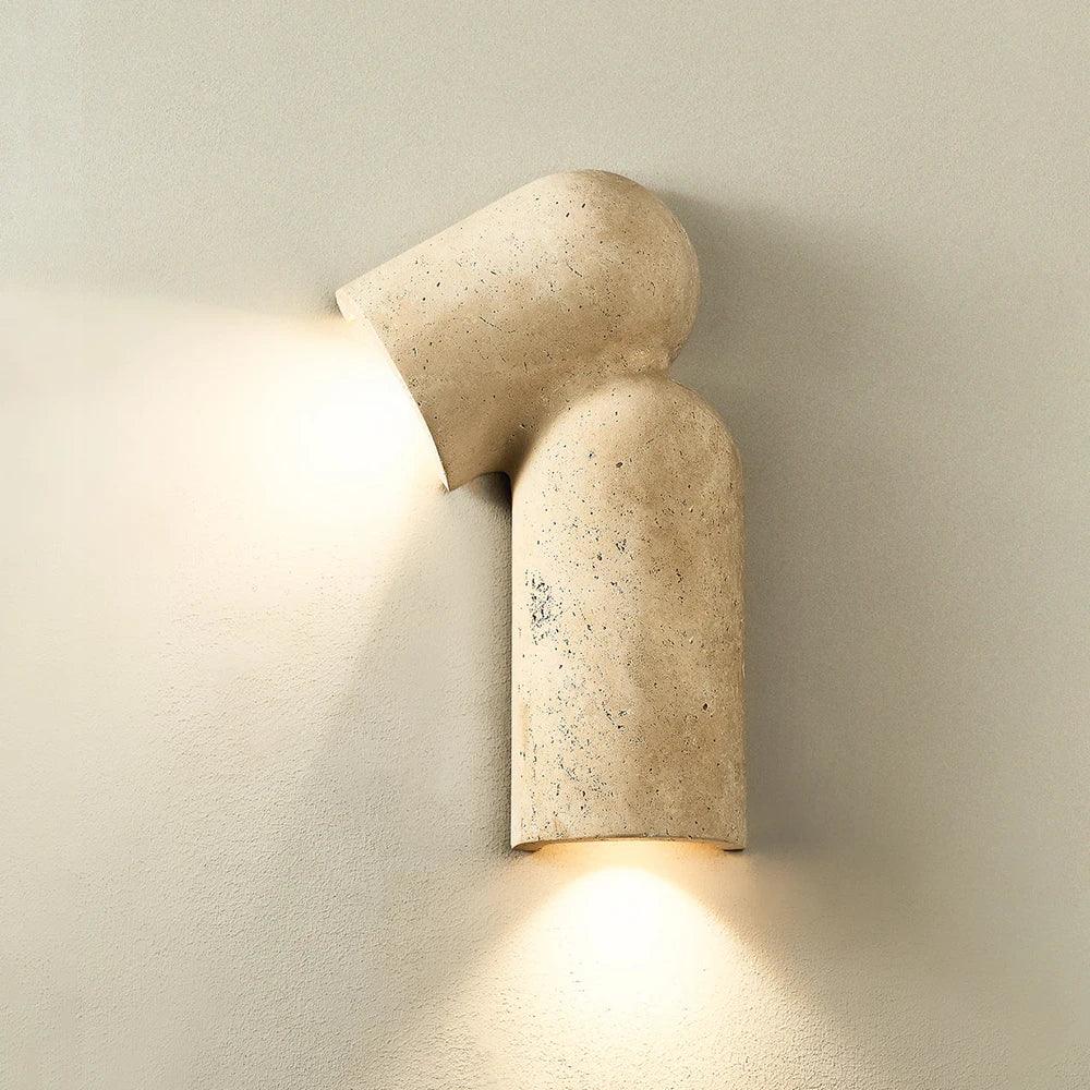 Sculptural Curved Travertine Wall Sconce – Travertine detail 10