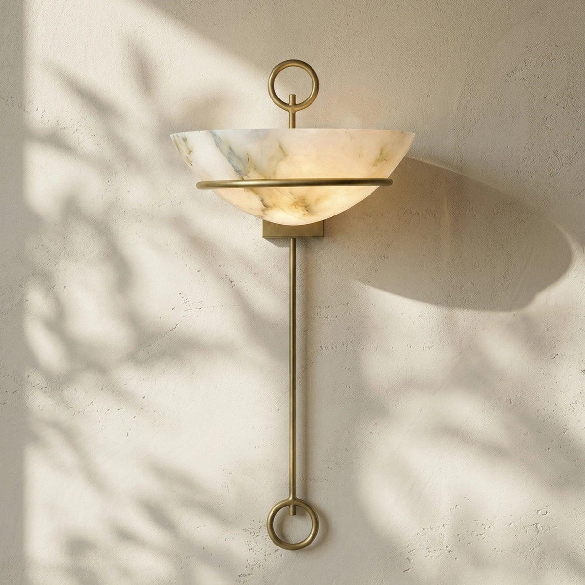 Semicircular Bowl Tether Alabaster Wall Lamp – Alabaster detail 9
