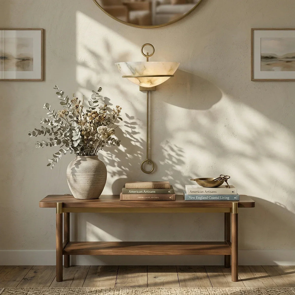 Semicircular Bowl Tether Alabaster Wall Lamp – Alabaster detail 3
