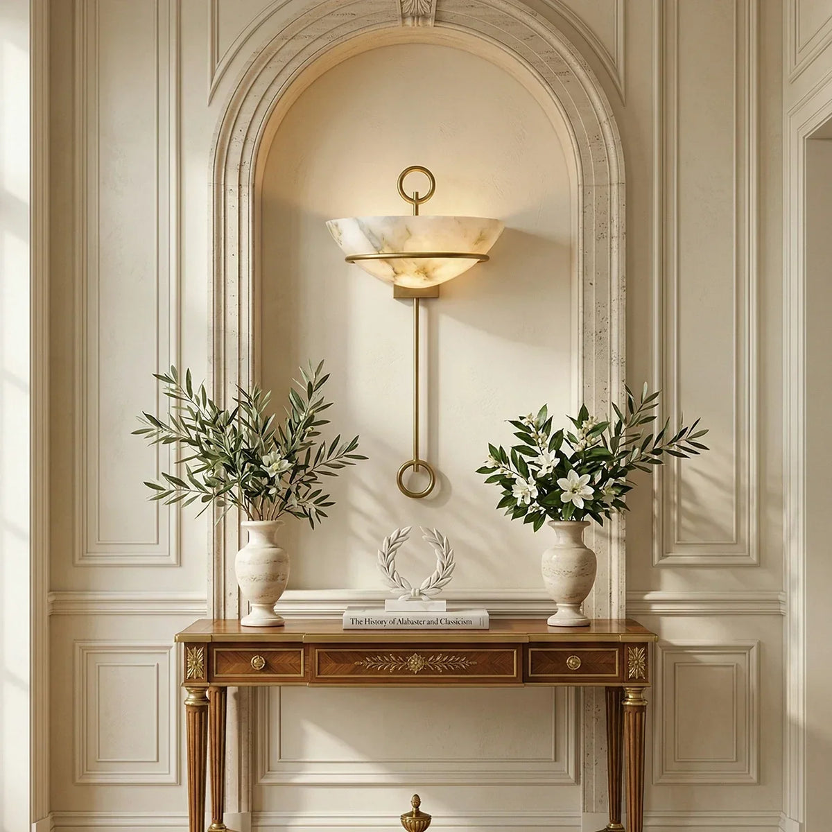 Semicircular Bowl Tether Alabaster Wall Lamp – Alabaster detail 5