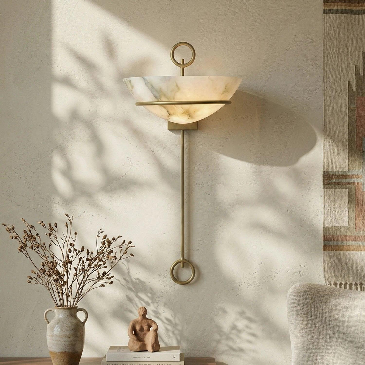 Semicircular Bowl Tether Alabaster Wall Lamp – Alabaster detail 8