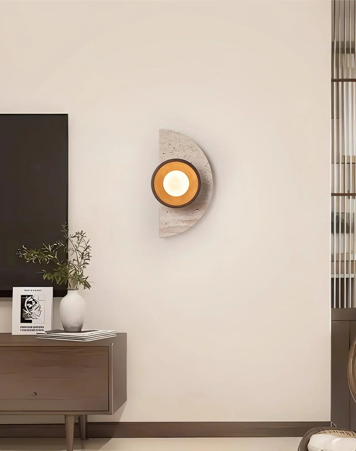 Semicircular Travertine Wall Light – Travertine detail 5