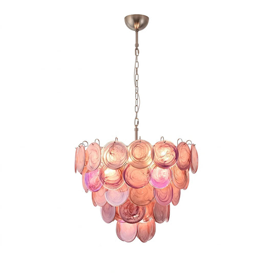 Seraphine Iridescent Pink Disc Glass Chandelier