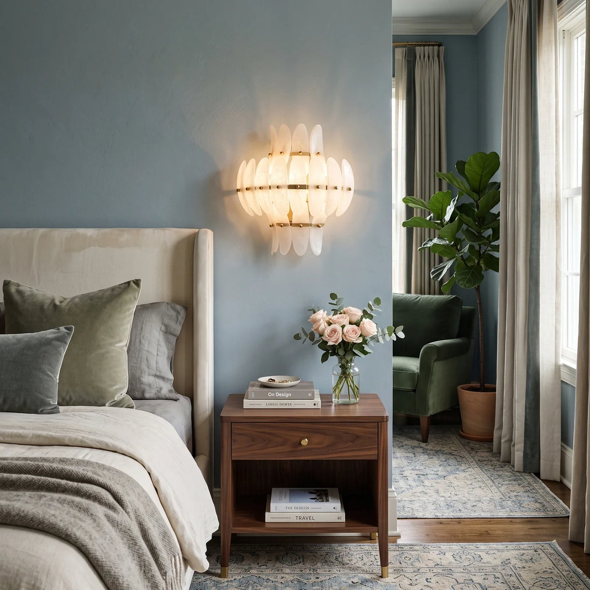 Seraphine Tiered Alabaster Petal Wall Sconce – Alabaster detail 4