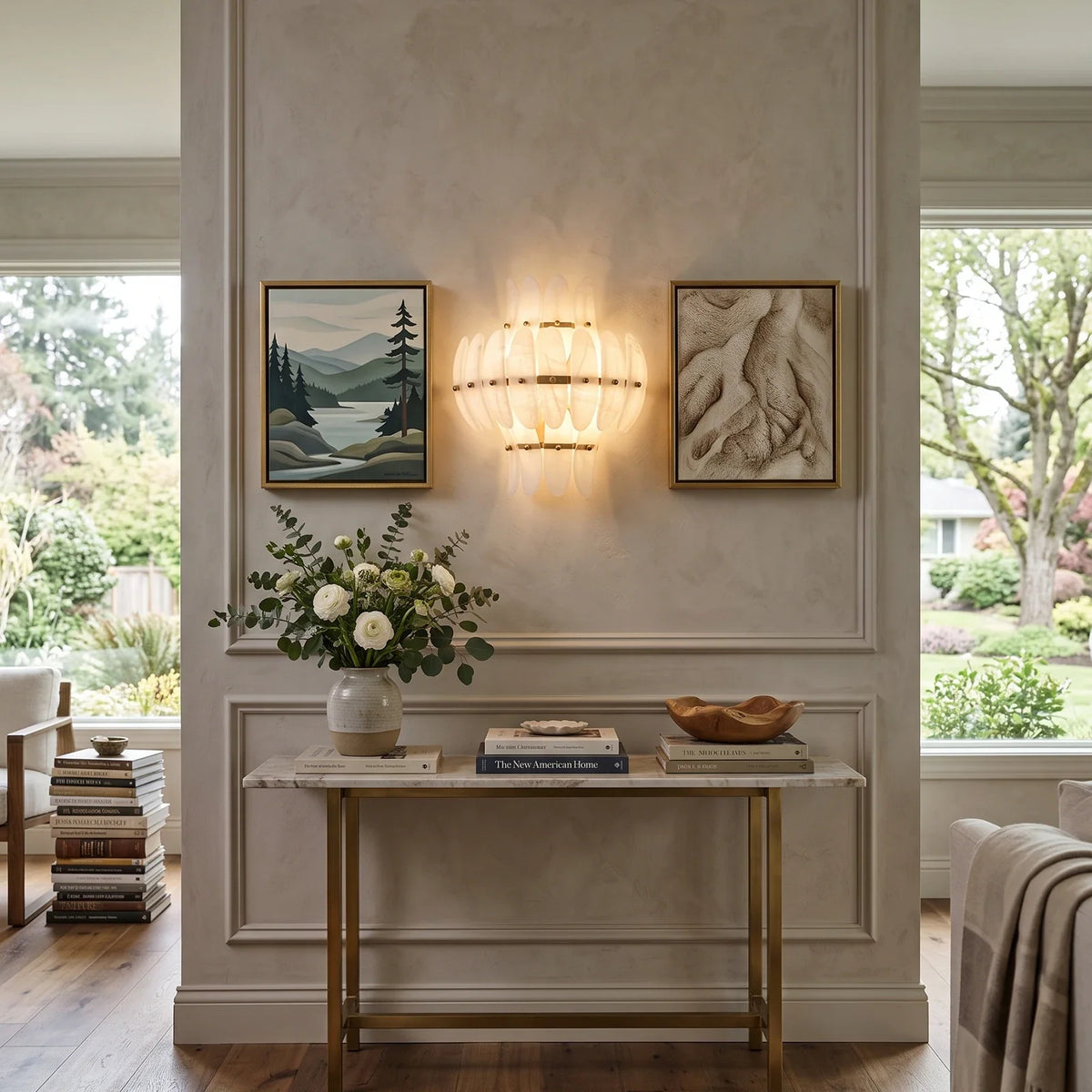Seraphine Tiered Alabaster Petal Wall Sconce – Alabaster detail 5