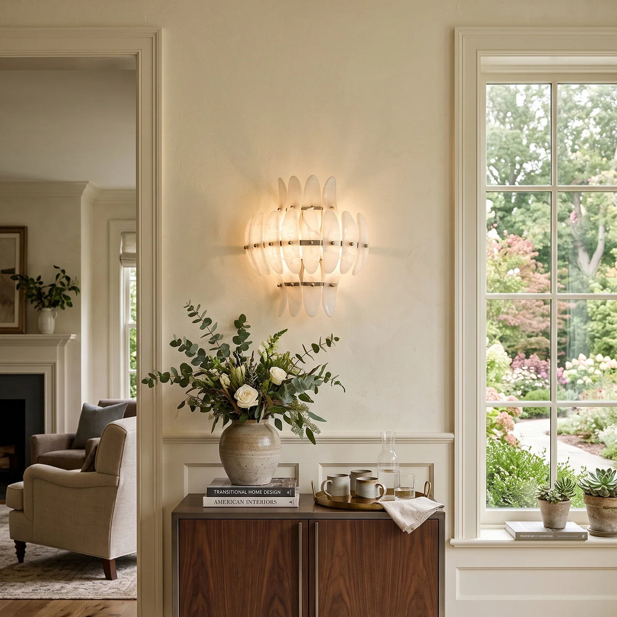 Seraphine Tiered Alabaster Petal Wall Sconce – Alabaster detail 3