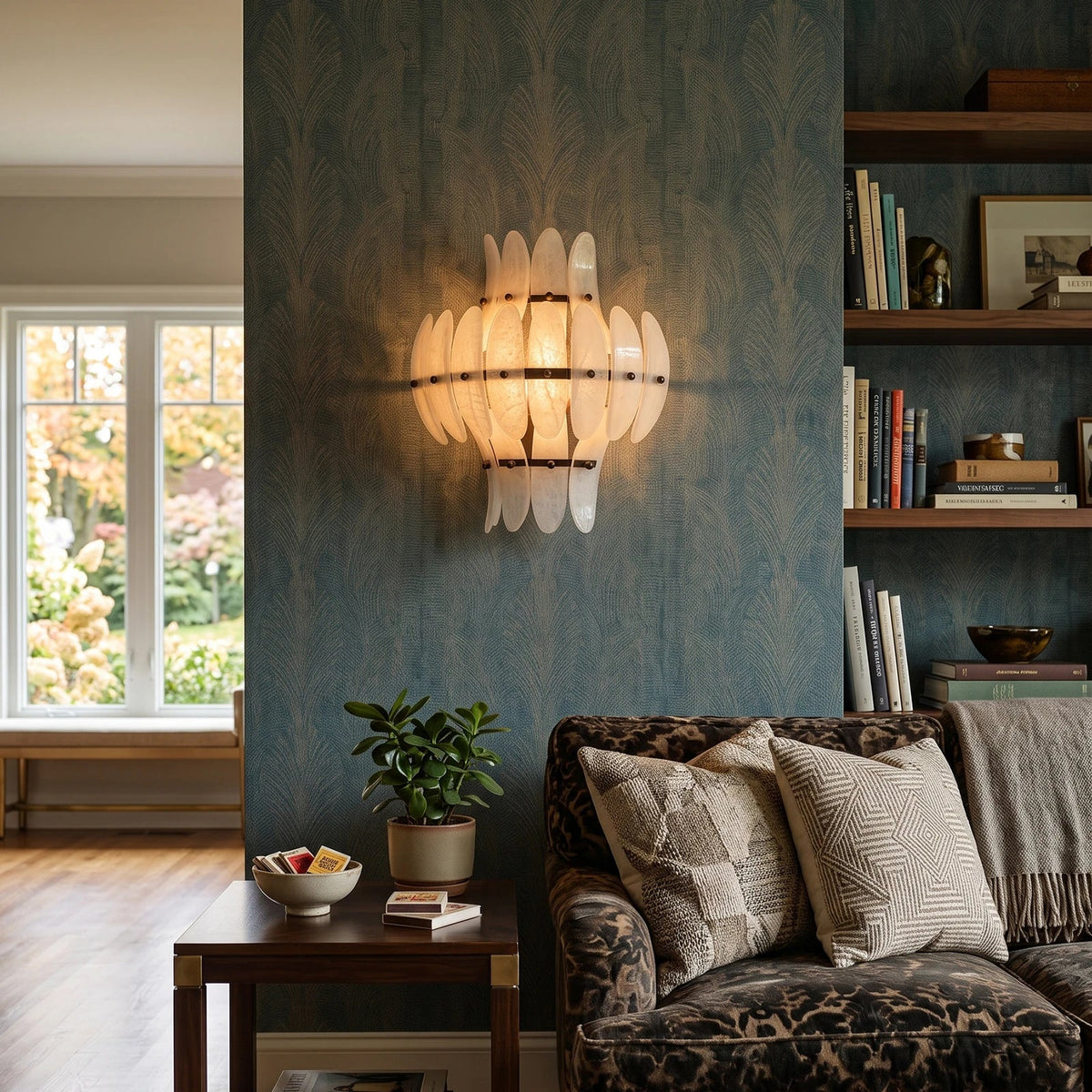 Seraphine Tiered Alabaster Petal Wall Sconce – Alabaster detail 2