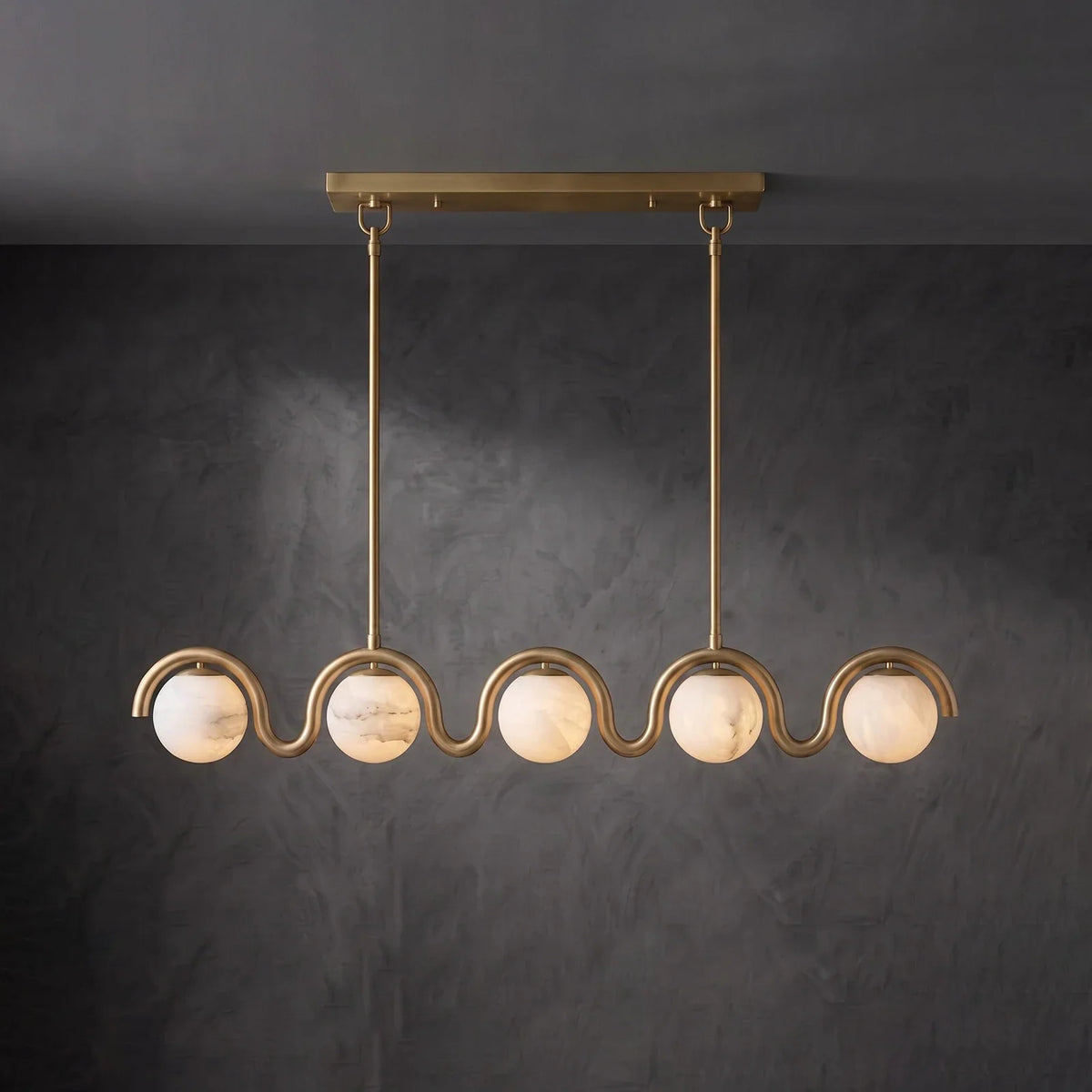 Serein Wave Alabaster Linear Chandelier – Alabaster detail 13