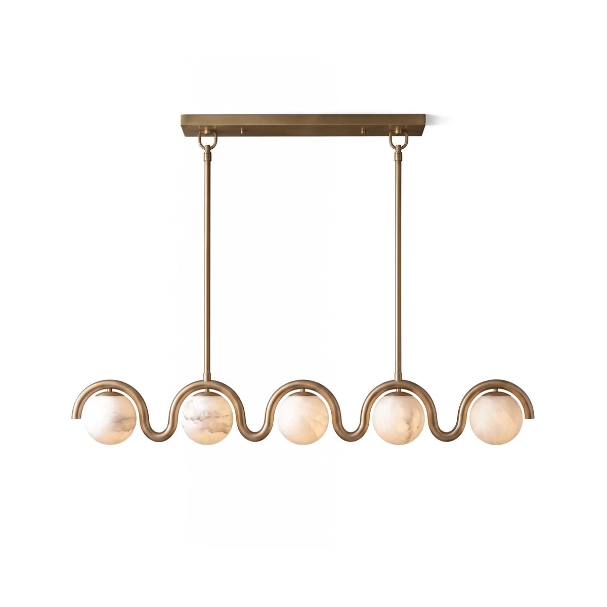 Serein Wave Alabaster Linear Chandelier – Alabaster detail 15