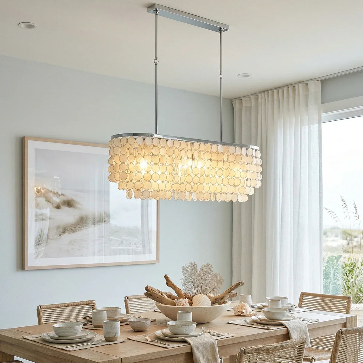 Shell Waterfall Oceana Tiered Iron Chandelier – Iron detail 6