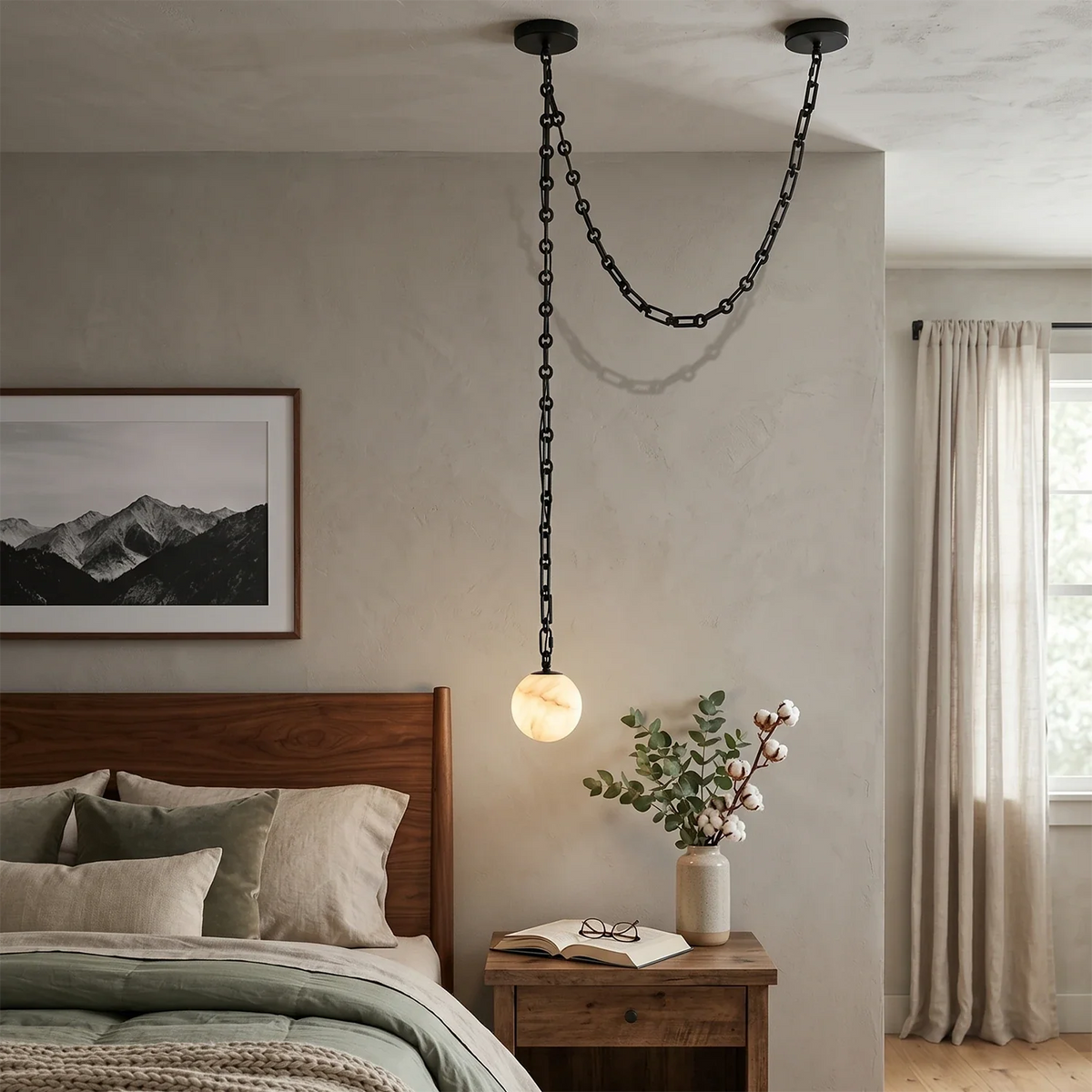 Alabaster Spherical Chain Chandelier – Alabaster detail 11