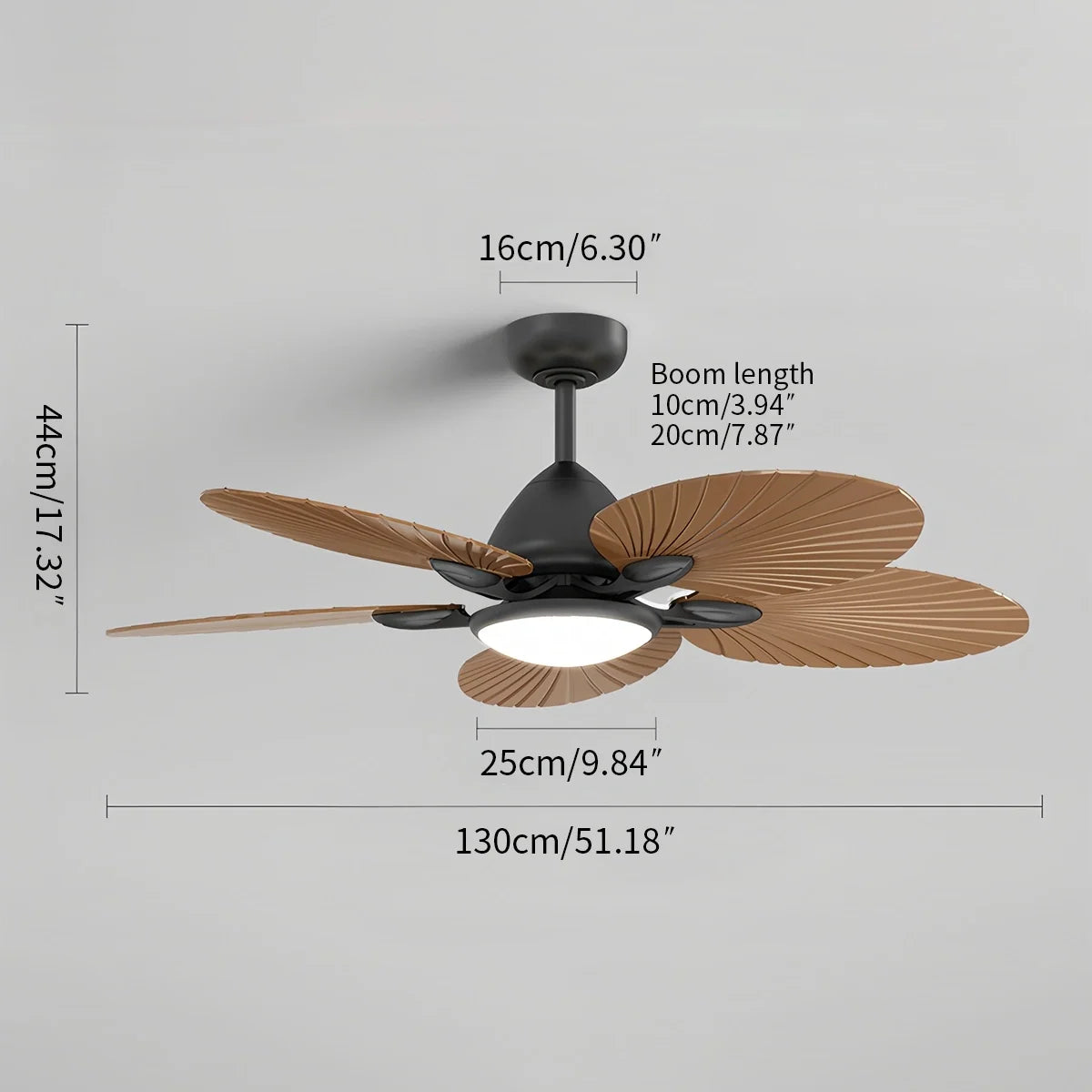 5-Blade Palm Leaf Ceiling Fan with Light – detail 4