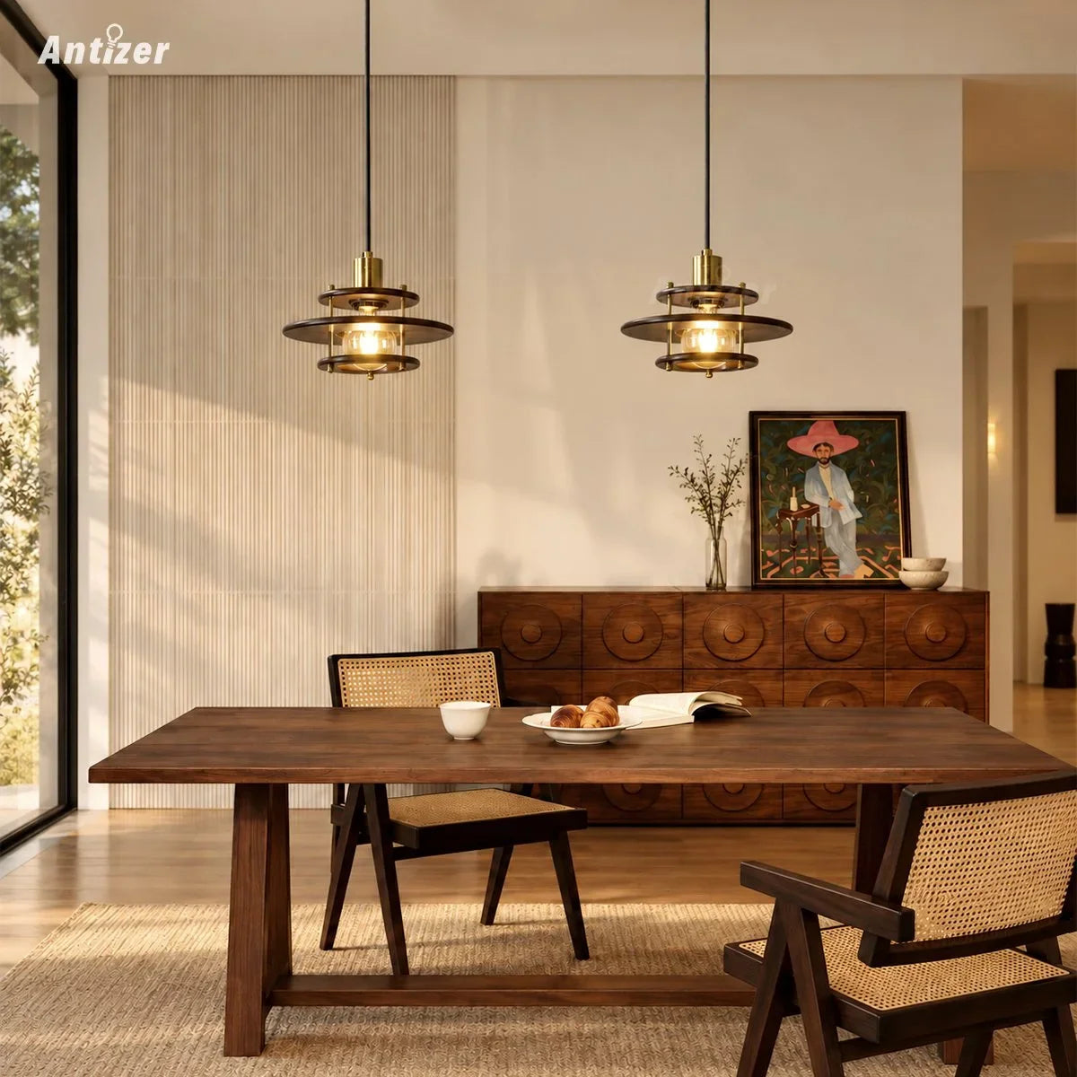 Tiered Walnut Wood Pendant Light – Walnut detail 3