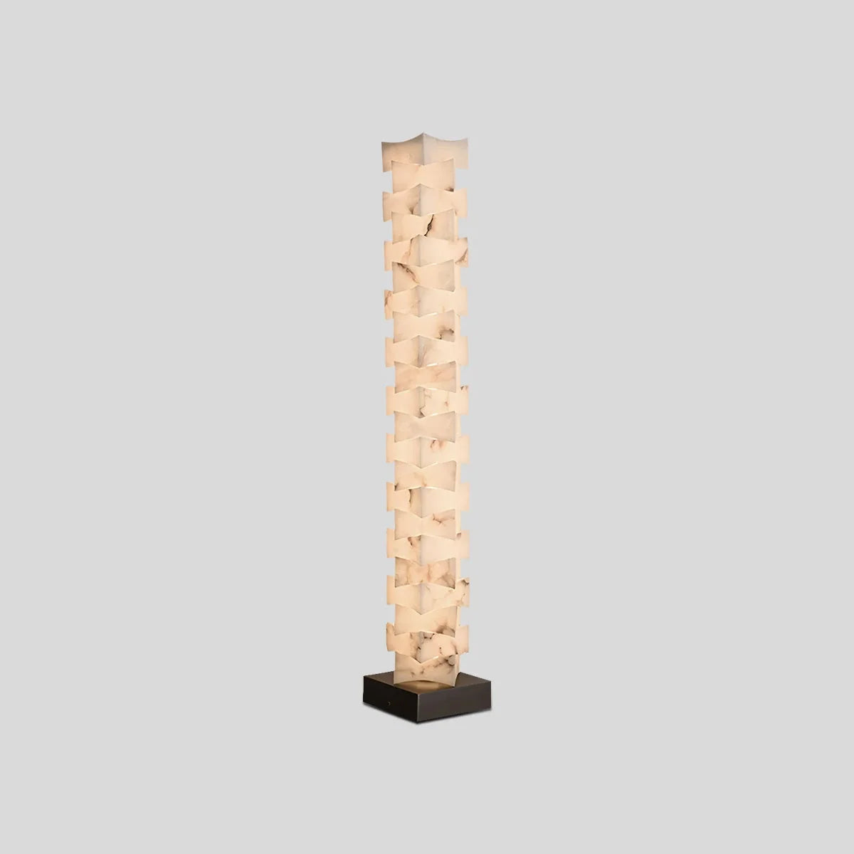 Creative Stacked Spanish Alabaster Squares Floor Lamp – Alabaster detail 3