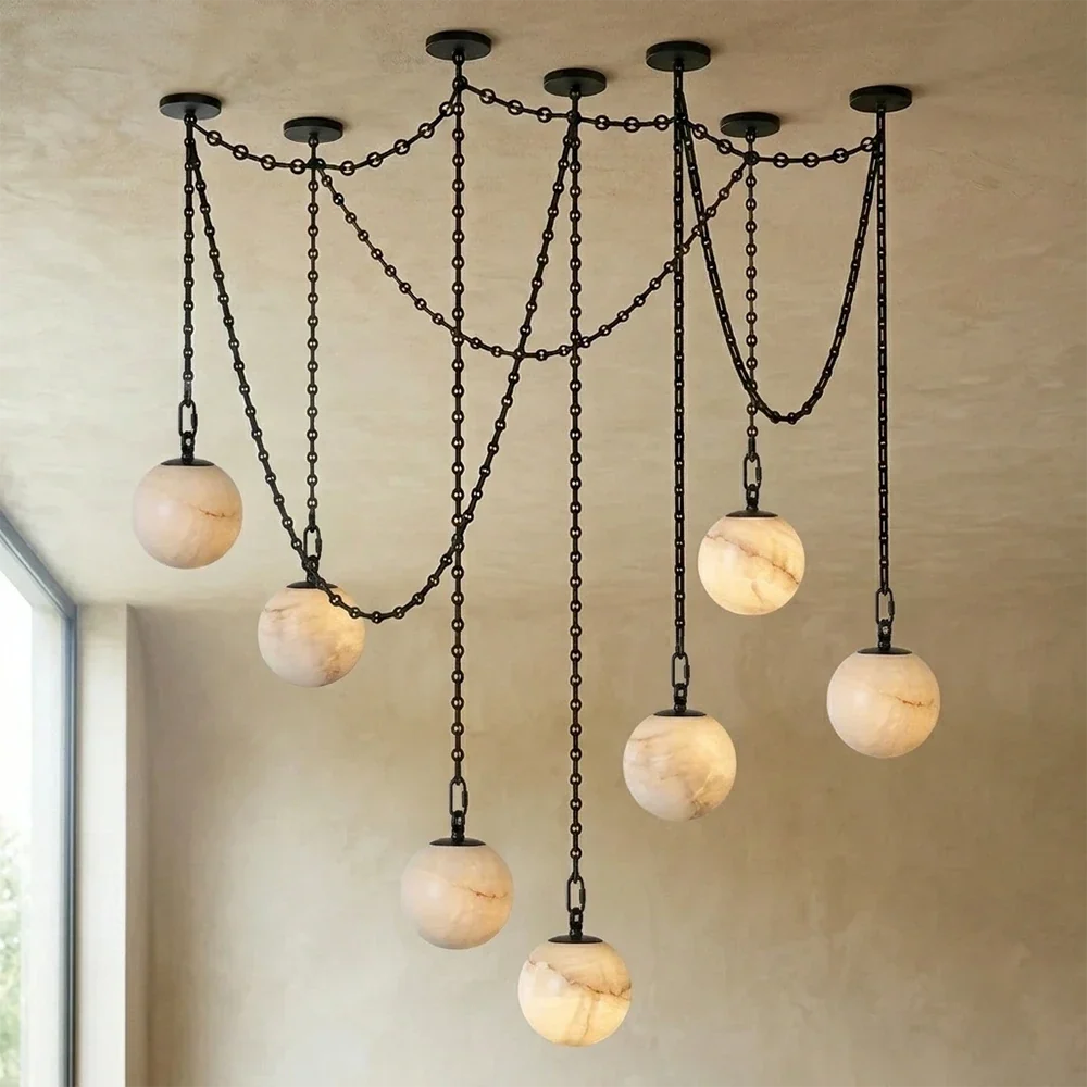 Alabaster Spherical Chain Chandelier – Alabaster detail 31