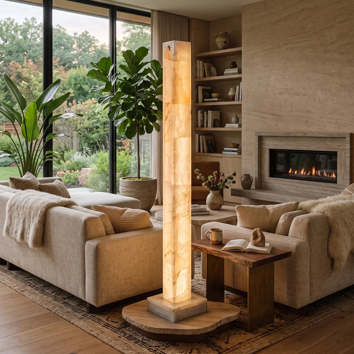 Solenne Alabaster Column Floor Lamp – Alabaster detail 2