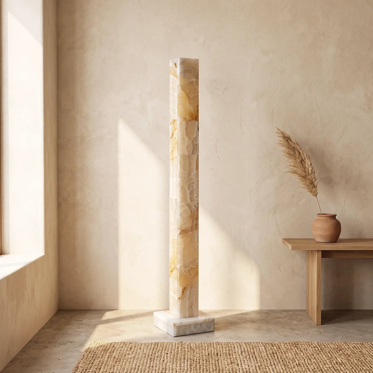 Solenne Alabaster Column Floor Lamp – Alabaster detail 9