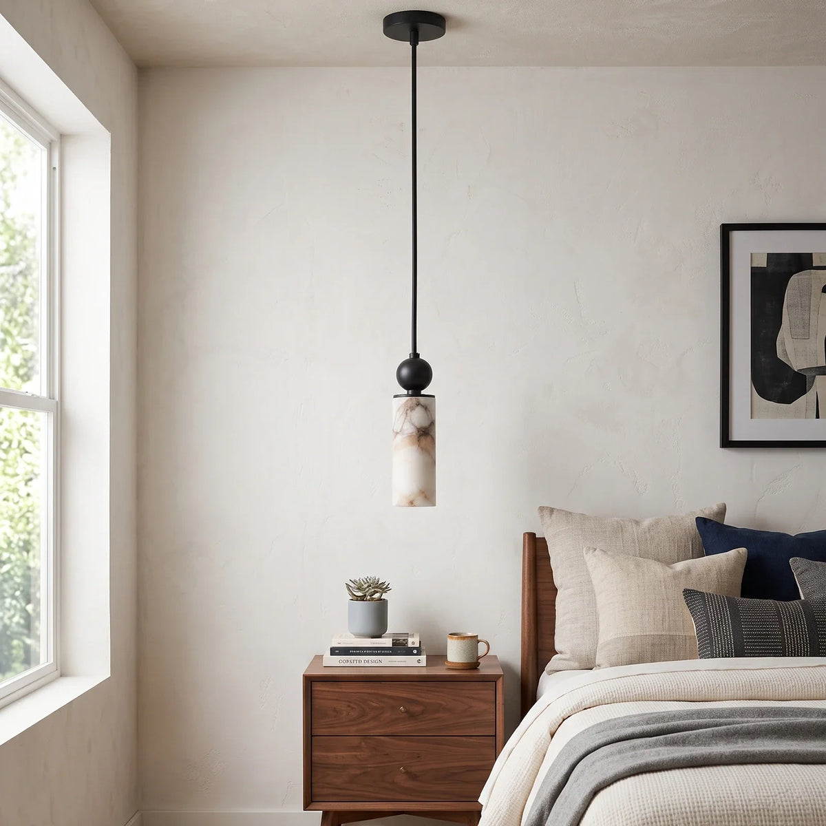 Solenne Alabaster Cylinder Pendant Light – Alabaster detail 8