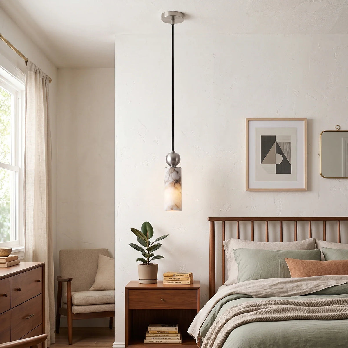 Solenne Alabaster Cylinder Pendant Light – Alabaster detail 5