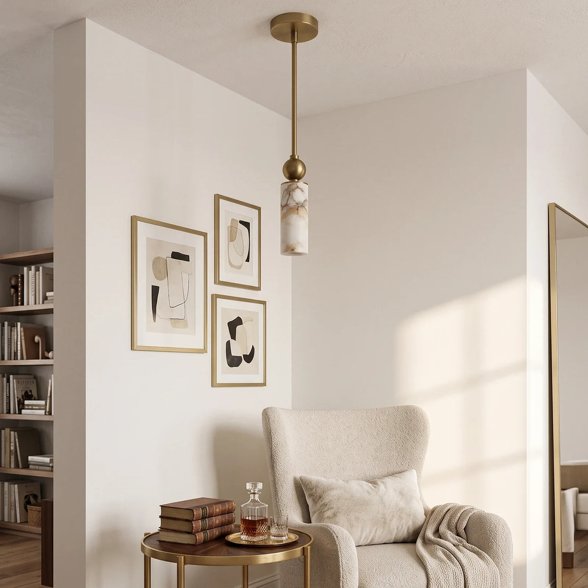 Solenne Alabaster Cylinder Pendant Light – Alabaster detail 9