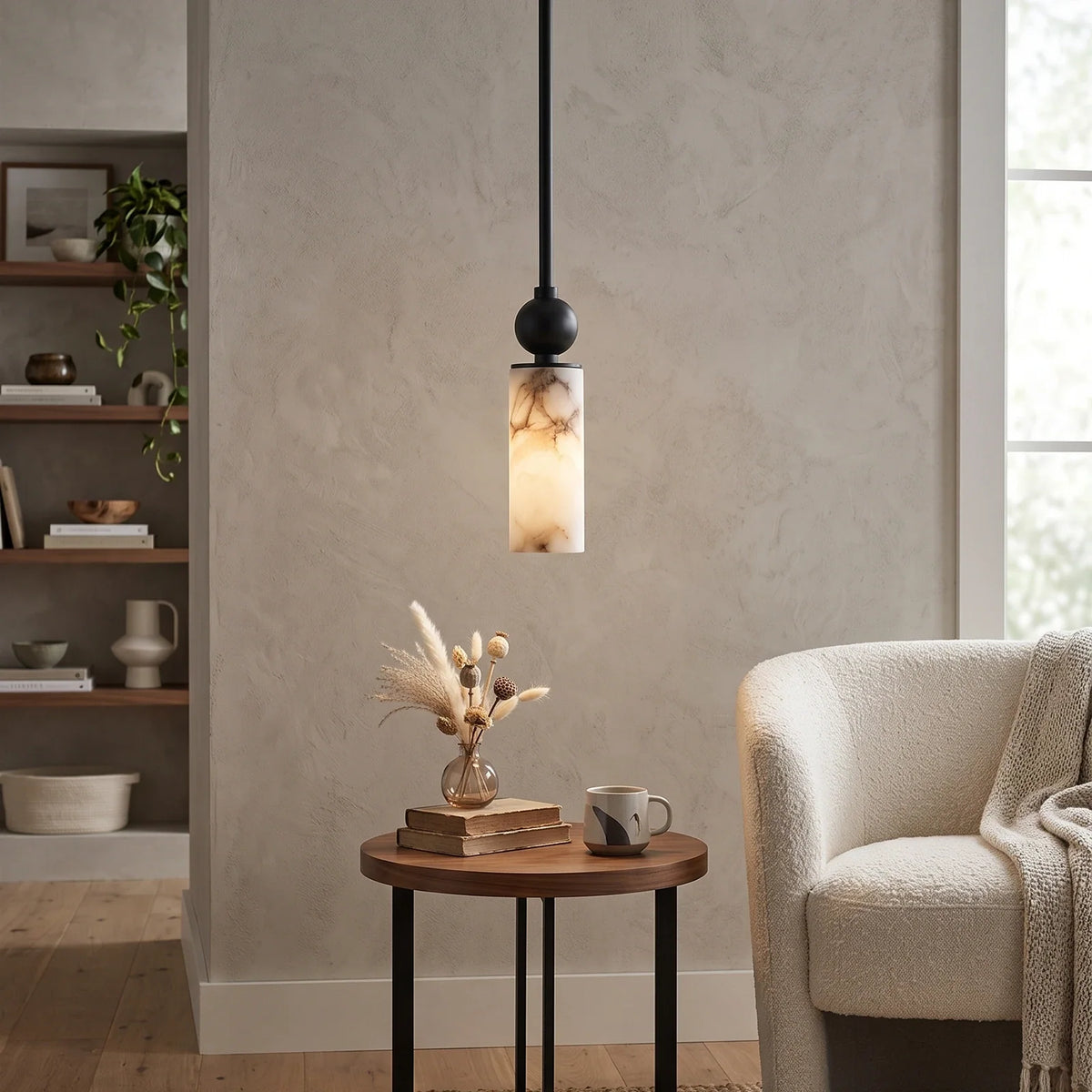 Solenne Alabaster Cylinder Pendant Light – Alabaster detail 10