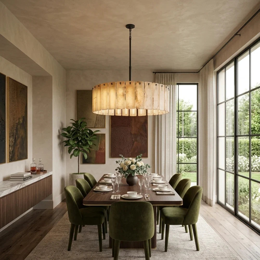 Solenne Alabaster Panel Chandelier – Alabaster detail 2