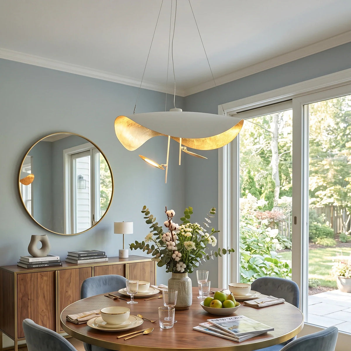 Solenne Gold Leaf Wave Iron Pendant Light – Iron detail 9