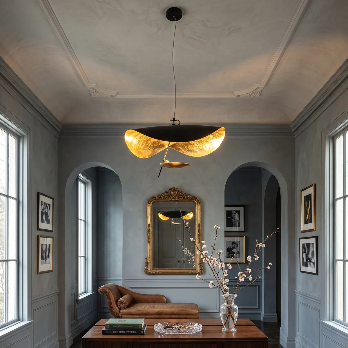 Solenne Gold Leaf Wave Iron Pendant Light – Iron detail 8