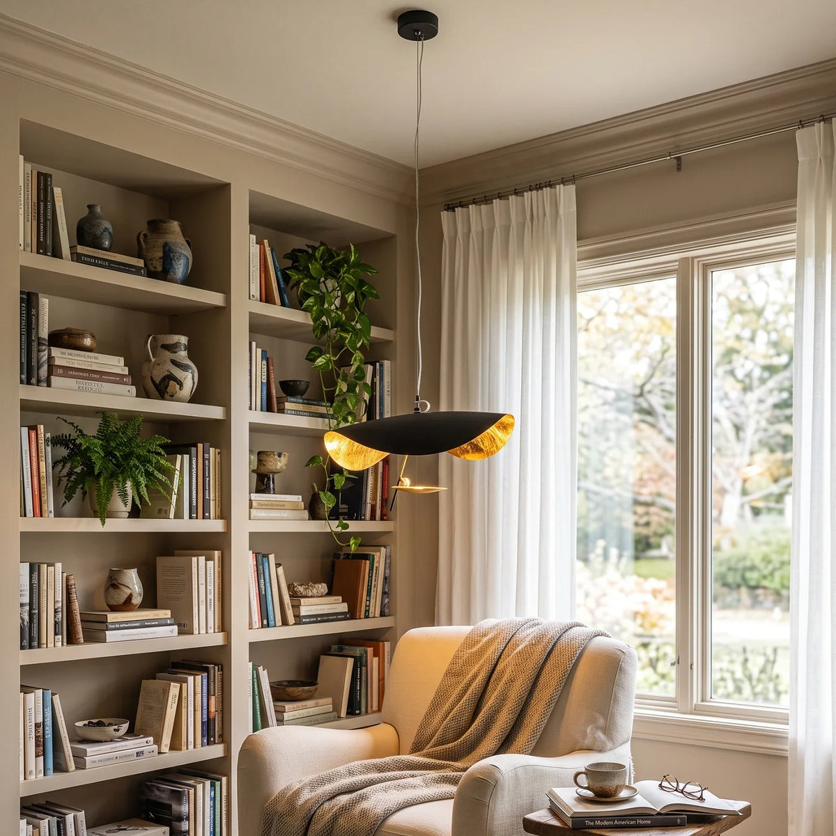 Solenne Gold Leaf Wave Iron Pendant Light – Iron detail 4