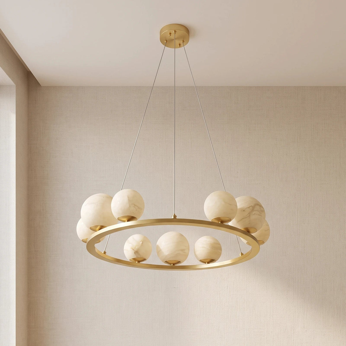 Spherical Tagliato Alabaster Chandelier – Alabaster detail 14
