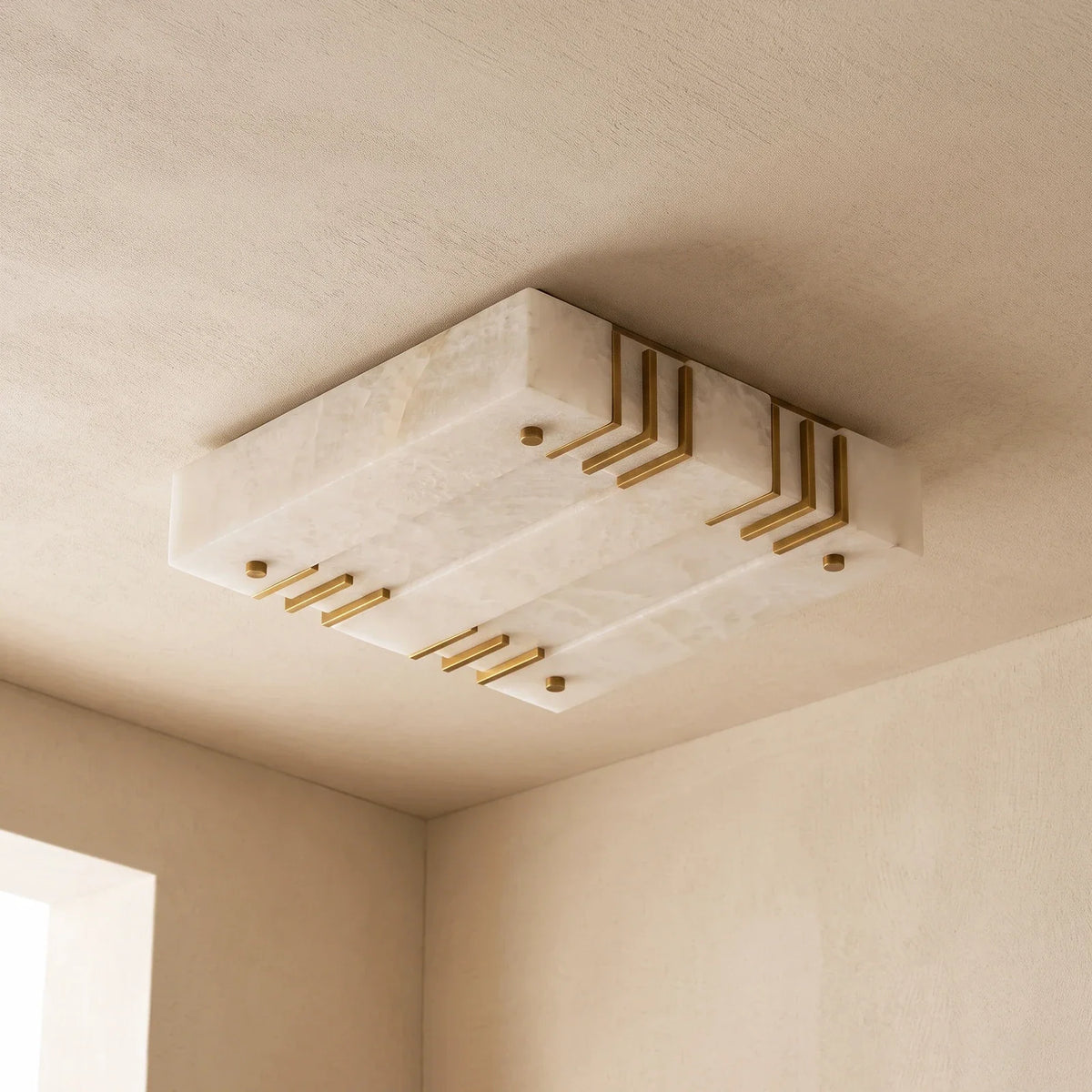 Square Alabaster Gold Ceiling Lamp – Alabaster detail 16