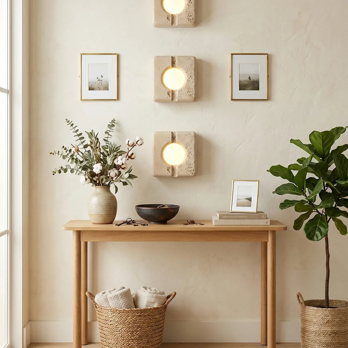 Square Camera Travertine Wall Lamp – Travertine detail 2