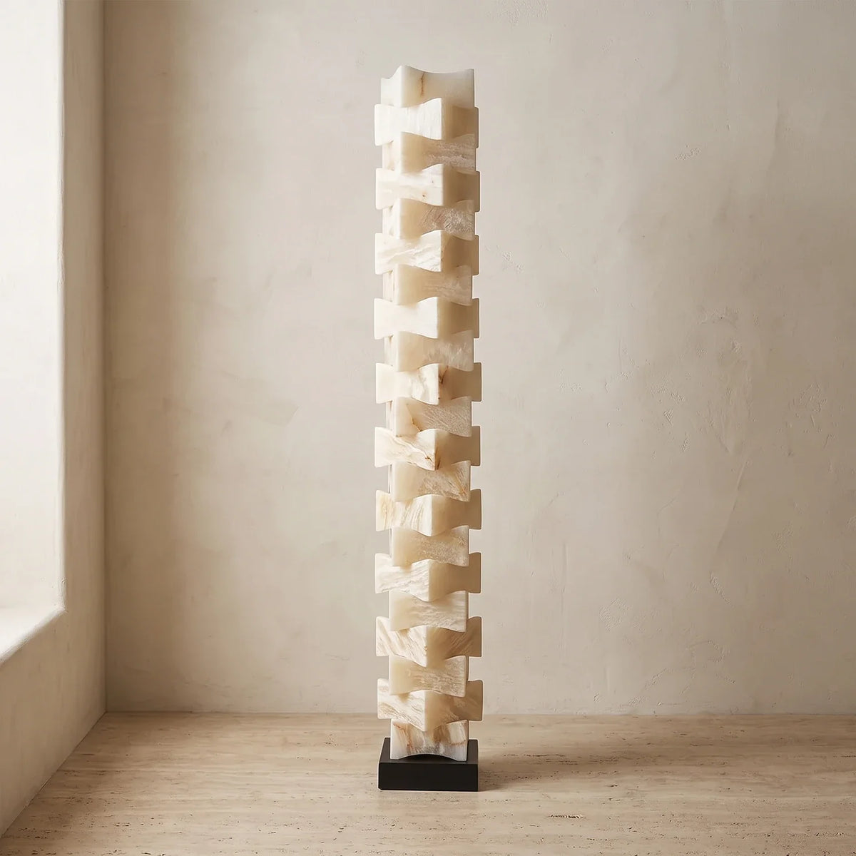 Stacked Alabaster Squares Floor Lamp – Alabaster detail 17