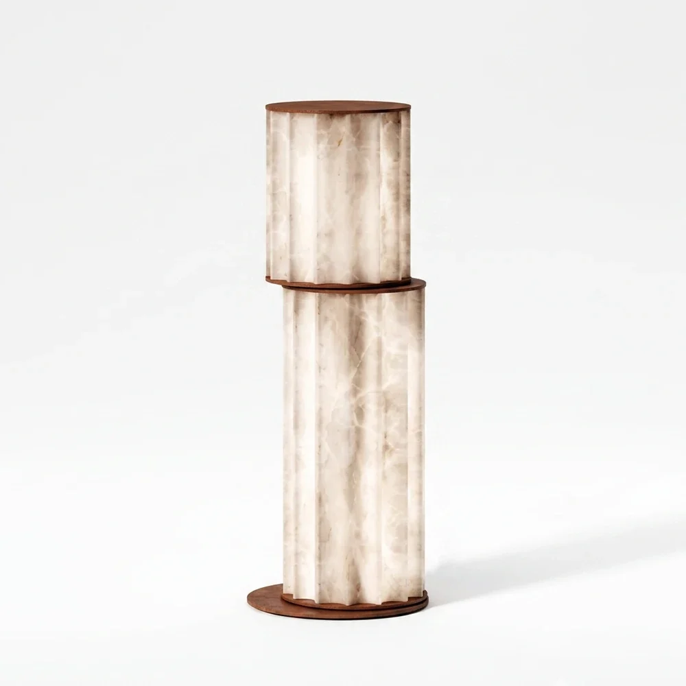 Staggered Fluted Column Alabaster Table Lamp – Alabaster detail 11