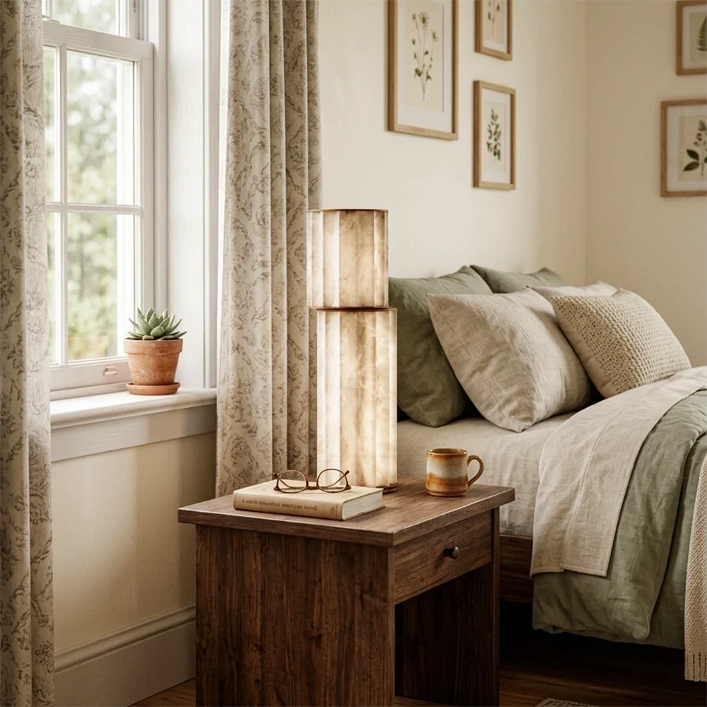 Staggered Fluted Column Alabaster Table Lamp – Alabaster detail 6