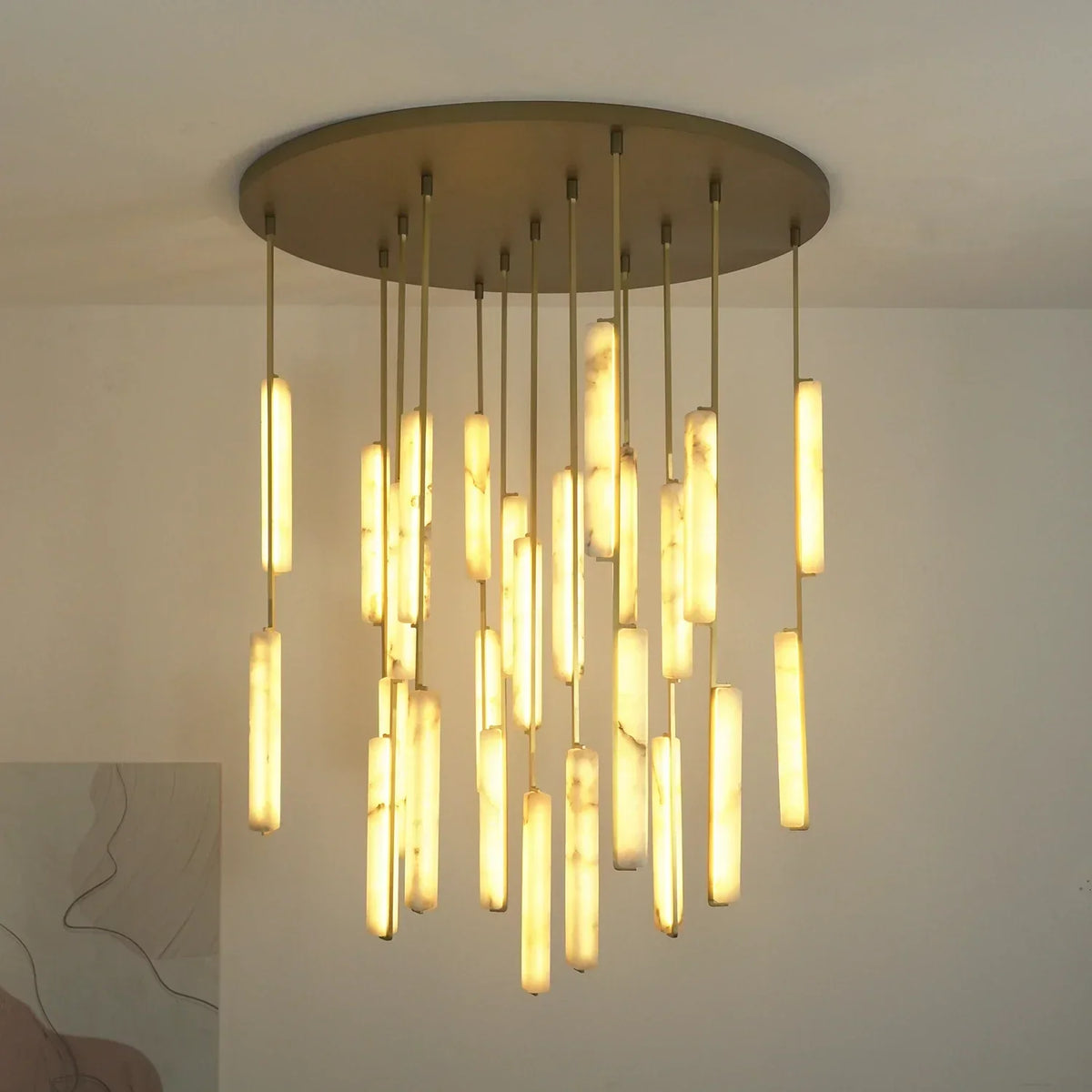 Stalactite Waterfall Linear Alabaster Chandelier – Alabaster detail 17