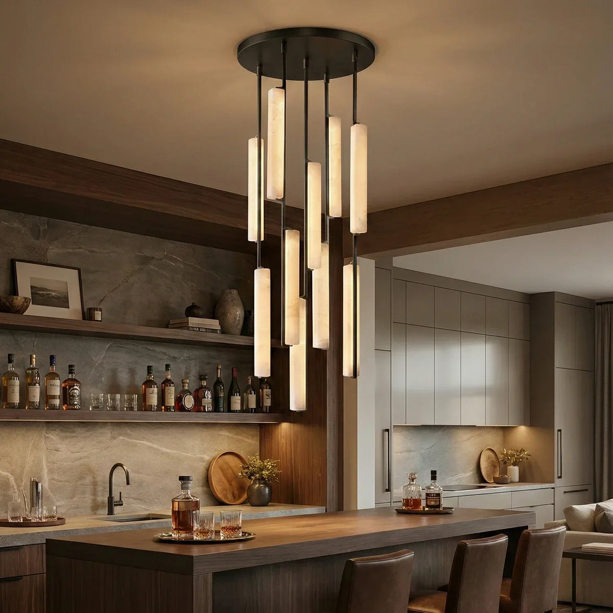 Stalactite Waterfall Linear Alabaster Chandelier – Alabaster detail 10
