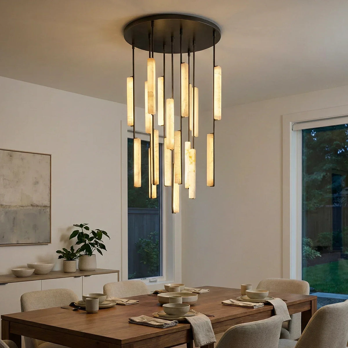 Stalactite Waterfall Linear Alabaster Chandelier – Alabaster detail 7