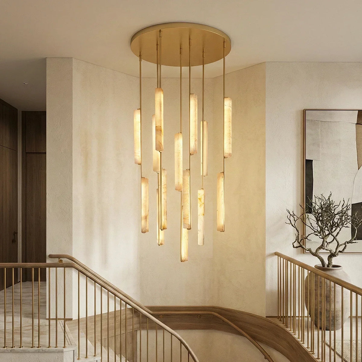 Stalactite Waterfall Linear Alabaster Chandelier – Alabaster detail 3