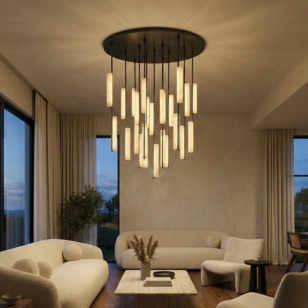 Stalactite Waterfall Linear Alabaster Chandelier – Alabaster detail 8