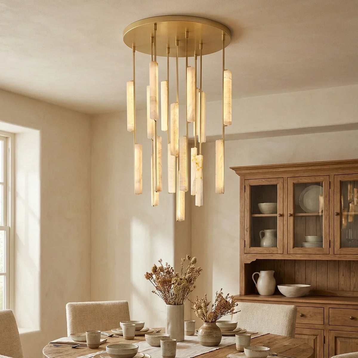 Stalactite Waterfall Linear Alabaster Chandelier – Alabaster detail 2