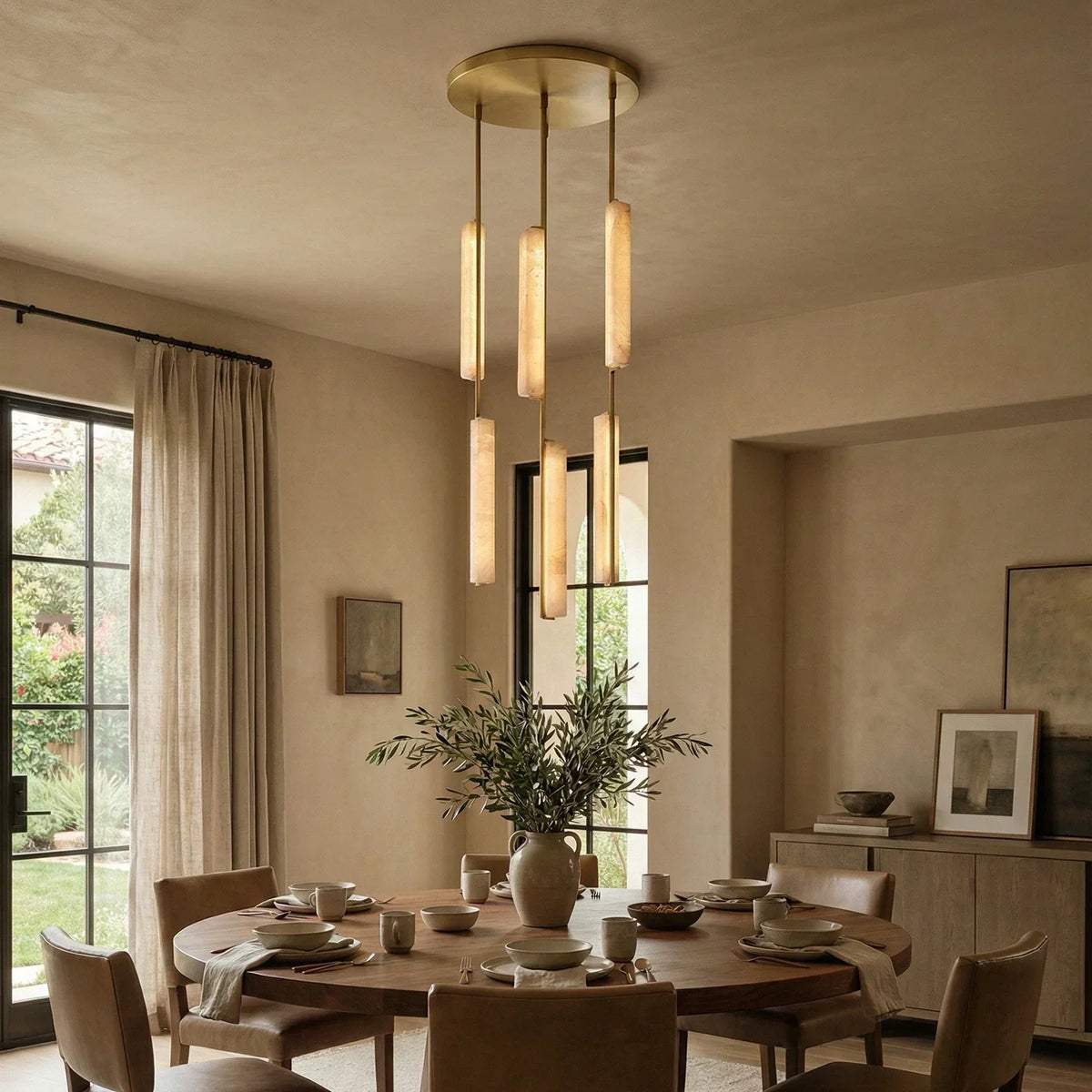 Stalactite Waterfall Linear Alabaster Chandelier – Alabaster detail 5