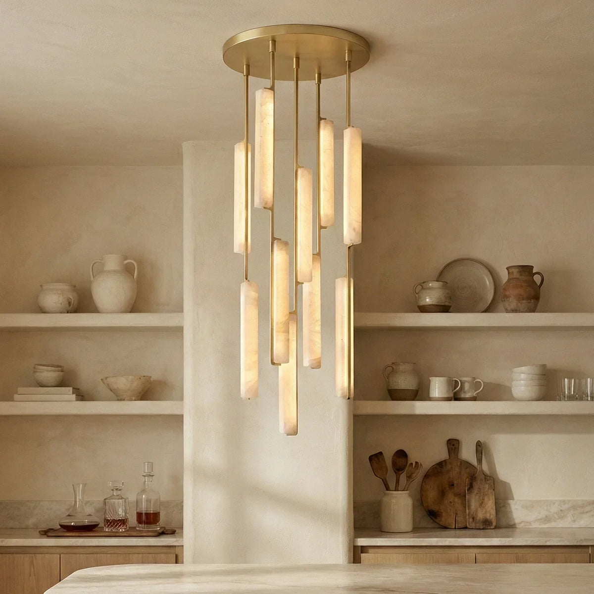 Stalactite Waterfall Linear Alabaster Chandelier – Alabaster detail 4