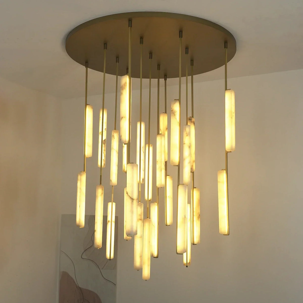 Stalactite Waterfall Linear Alabaster Chandelier – Alabaster detail 16
