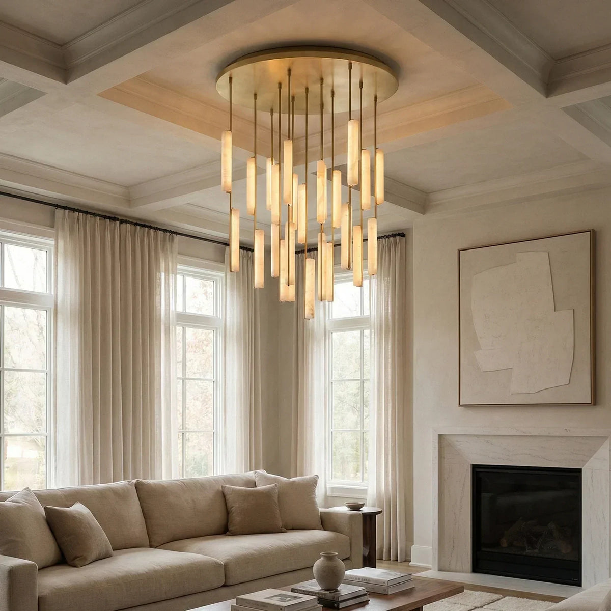 Stalactite Waterfall Linear Alabaster Chandelier – Alabaster detail 6