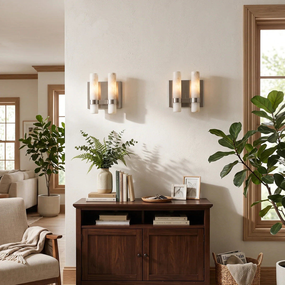 Stela Alabaster Cylinder Wall Sconce – Alabaster detail 9
