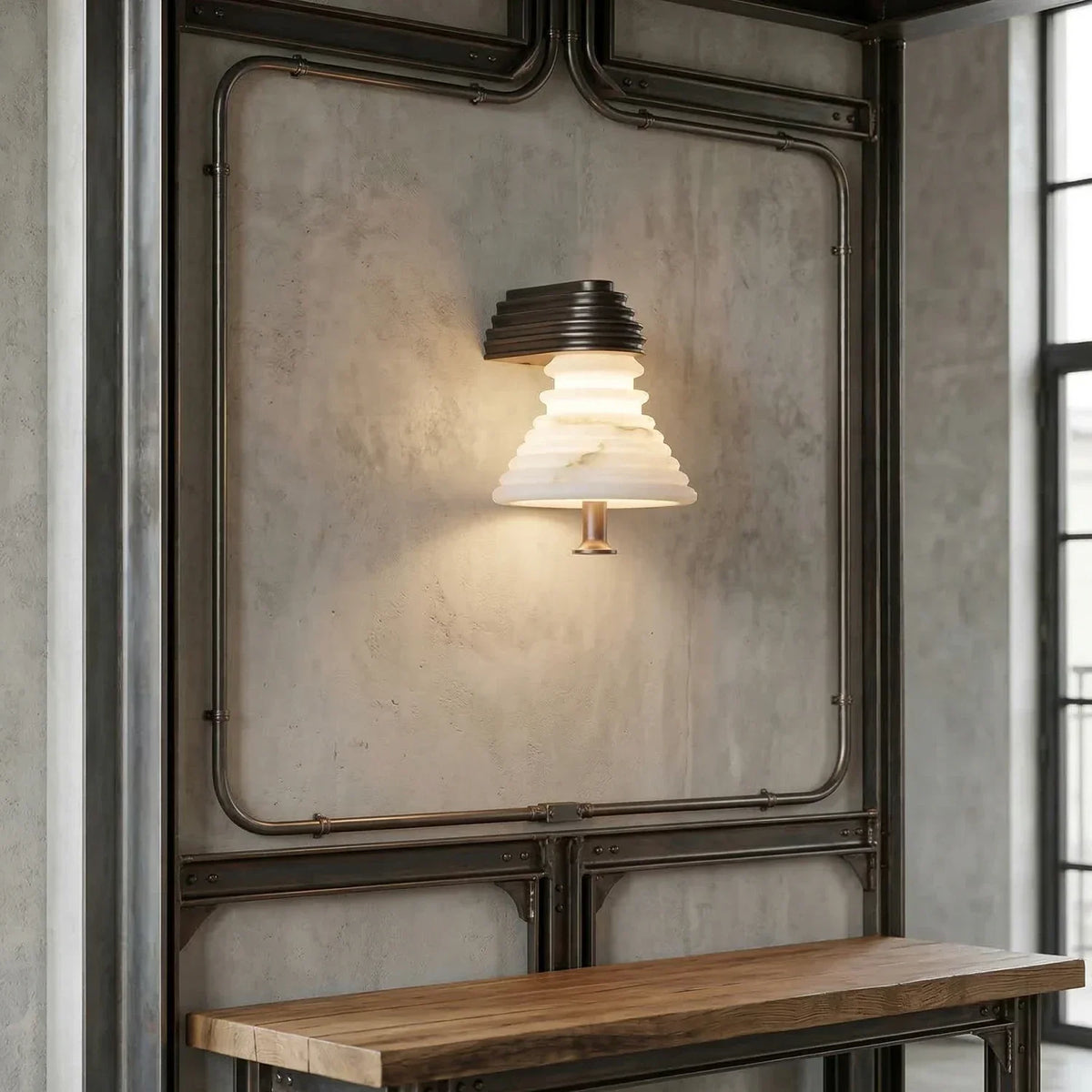 Strata Ribbed Alabaster Wall Sconce – Alabaster detail 4