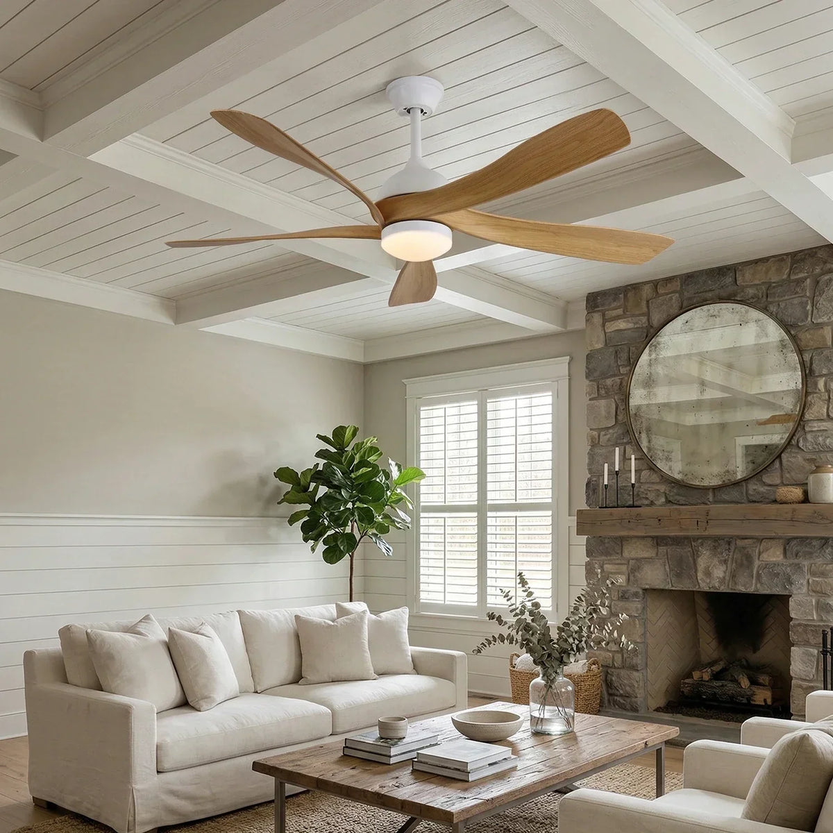 Stylish Aveline Five-Blade Copper Ceiling Fan Light – Copper detail 3
