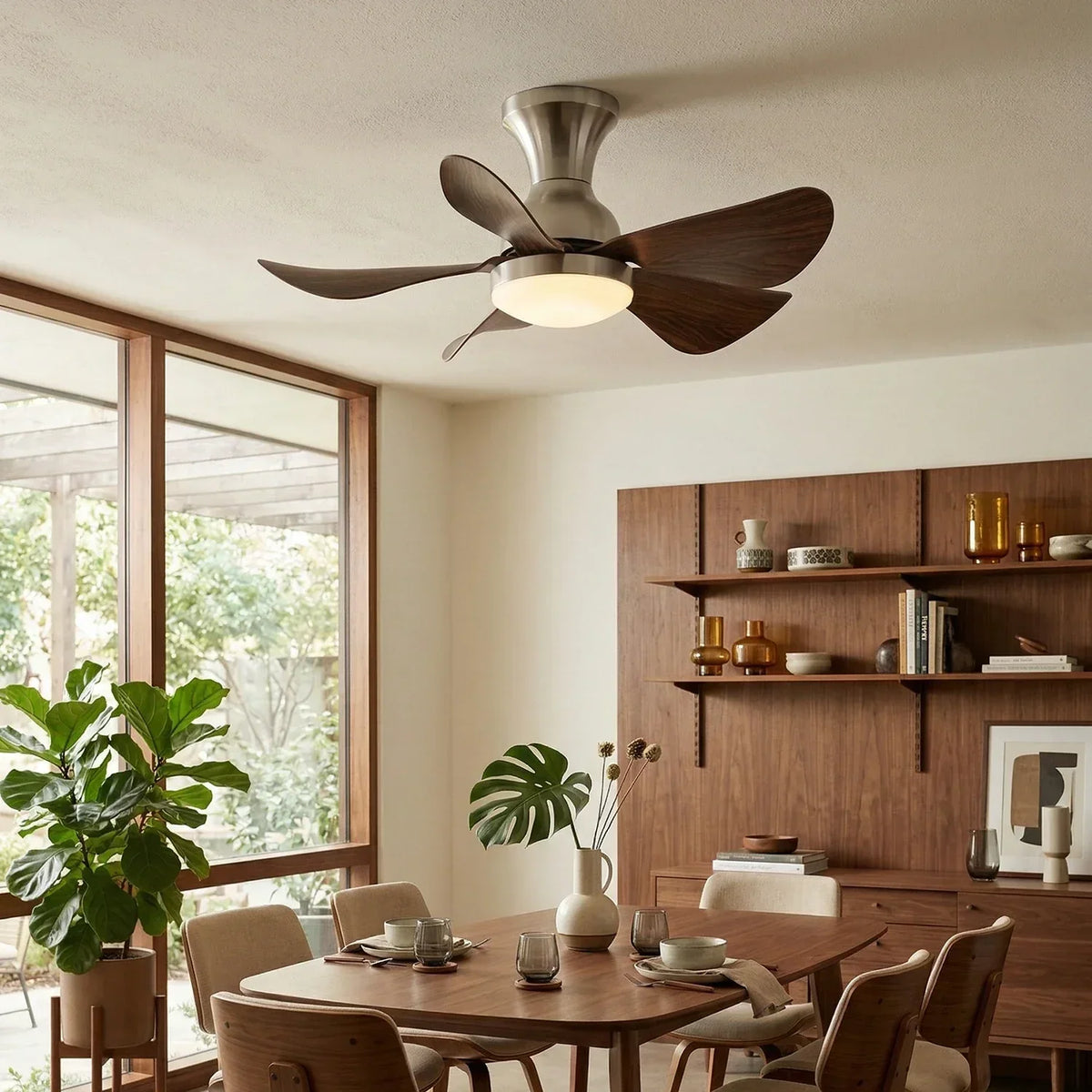 Stylish Compact Silent Copper Ceiling Fan Light – Copper detail 2