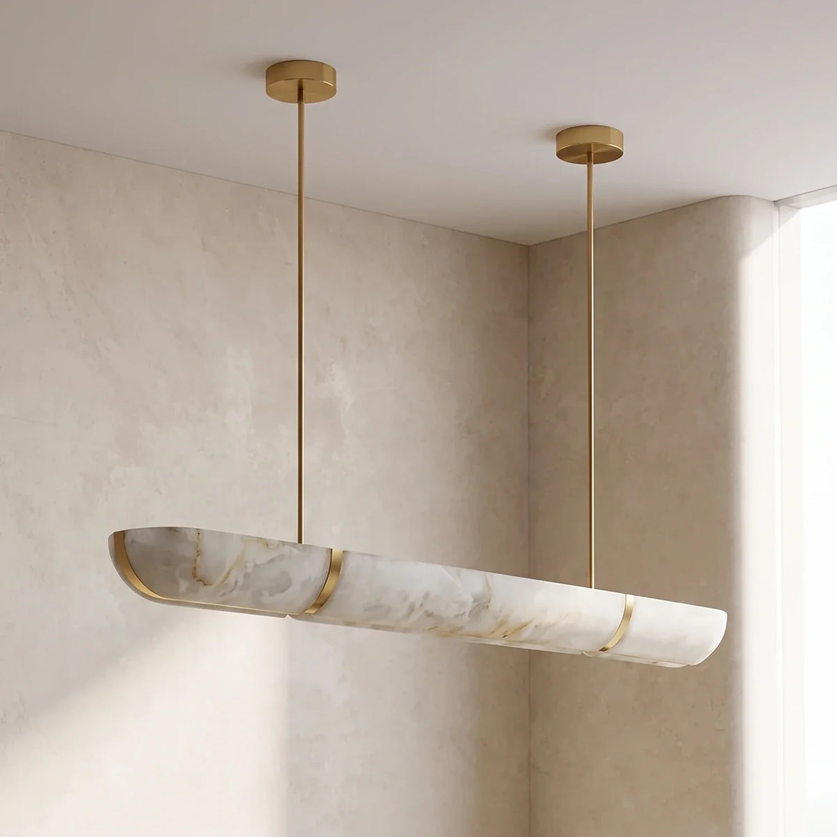 Sylvi Linear Alabaster Trough Chandelier – Alabaster detail 16